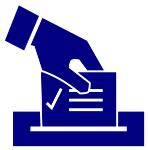 Illustration of ballot in hand