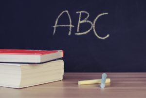 "ABC" written on chalkboard